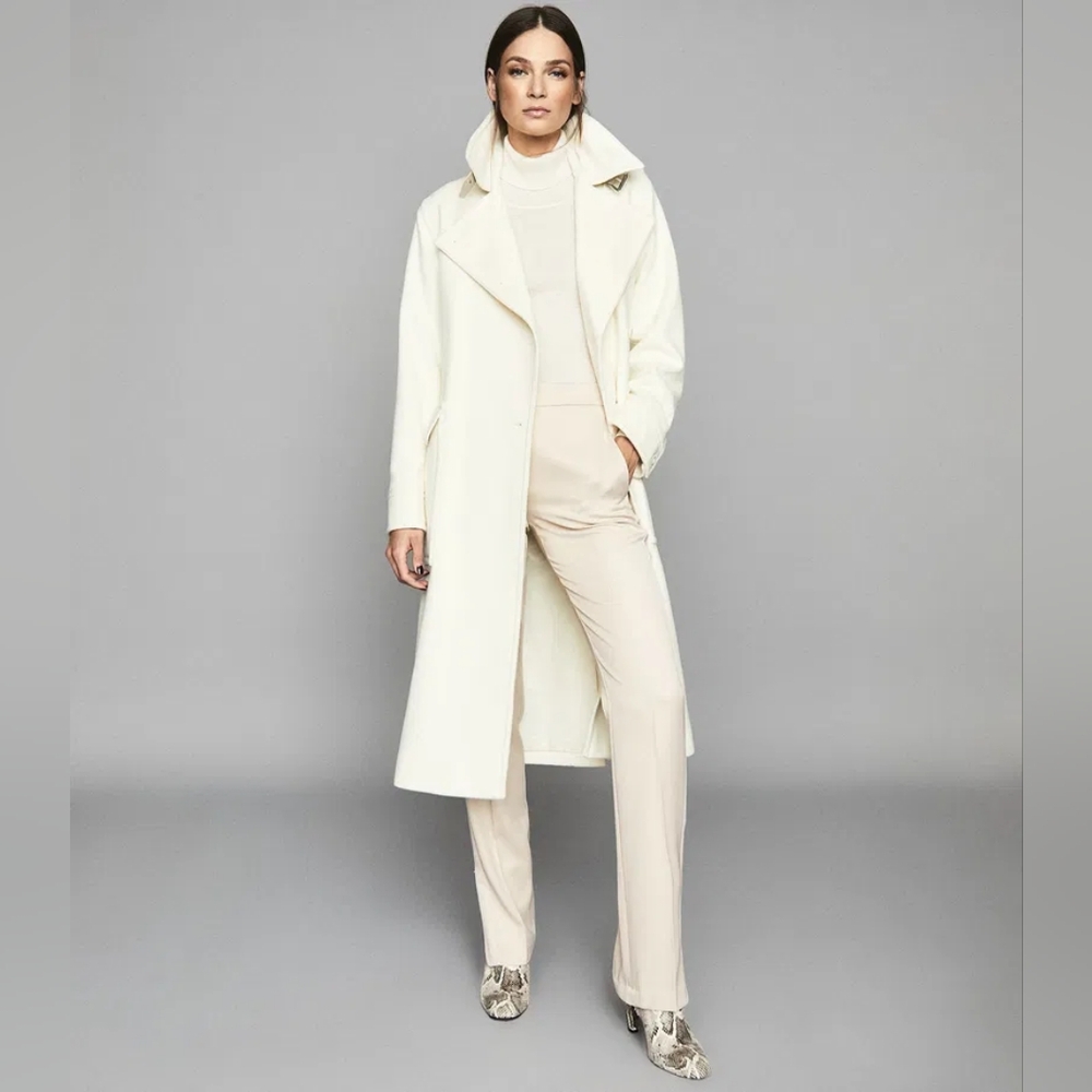 Reiss Farah Split Hem Trousers In Neutral Size 6 - Picture 2 of 7
